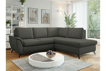 Hereford 3-seters Høyre Hjørnesovesofa 126x185 cm med Oppbevaring i Stoff - Grå - Møbler - Sofaer - Sovesofaer - Langsgående sovesofa