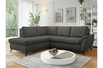 Hereford 3-seters Venstre Hjørnesovesofa 126x185 cm med Oppbevaring i Stoff - Mørkegrå - Møbler - Sofaer - Sovesofaer - Langsgående sovesofa