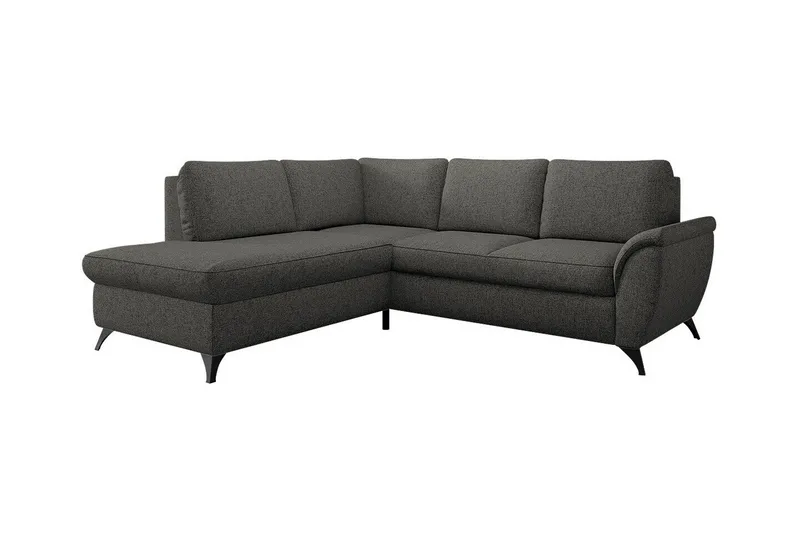 Hereford 3-seters Venstre Hjørnesovesofa 126x185 cm med Oppbevaring i Stoff, Mørkegrå