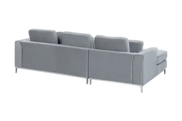 Hjørnesofa 4-seters H med sovefunksjon fløyelsgrå OSLO - Grå - Møbler - Sofaer - Sovesofaer - Hjørnesovesofa