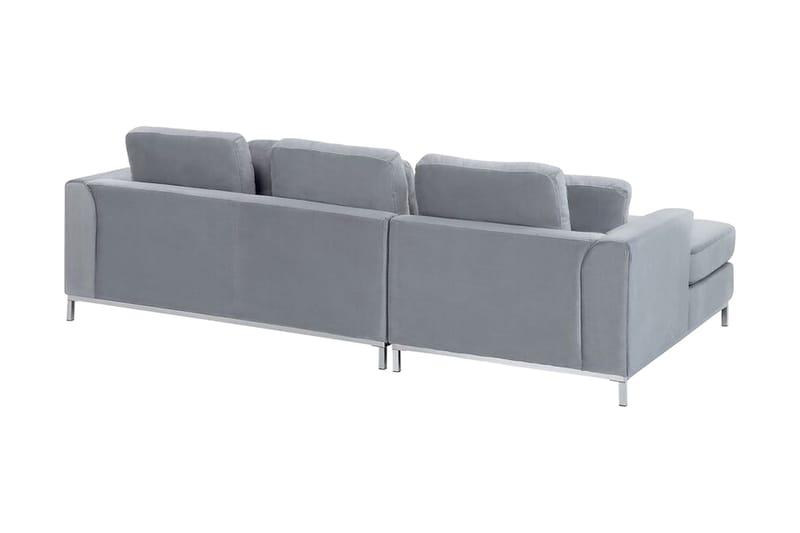 Hjørnesofa 4-seters H med sovefunksjon fløyelsgrå OSLO - Grå - Møbler - Sofaer - Sovesofaer - Hjørnesovesofa