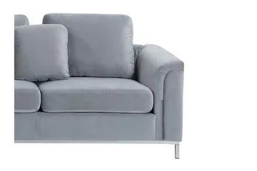 Hjørnesofa 4-seters H med sovefunksjon fløyelsgrå OSLO - Grå - Møbler - Sofaer - Sovesofaer - Hjørnesovesofa