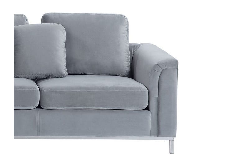 Hjørnesofa 4-seters H med sovefunksjon fløyelsgrå OSLO - Grå - Møbler - Sofaer - Sovesofaer - Hjørnesovesofa