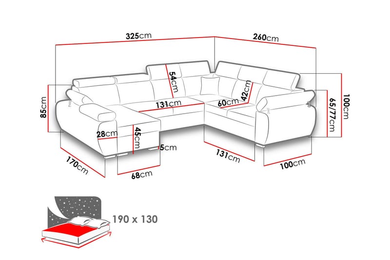 Hjørnesofa Boston Høyre - Brun/Grå - Hjørnesovesofa - Fløyelssofaer