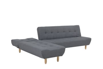 Hjørnesofa H 4-seters med sovefunksjon Mørkegrå ALSTEN - Grå - Møbler - Sofaer - Sovesofaer - Hjørnesovesofa