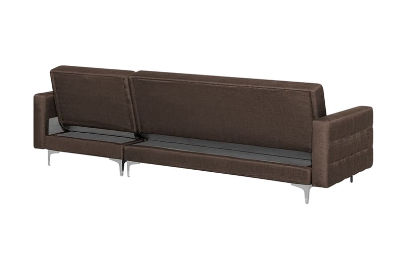 Hjørnesofa V med sovefunksjon + fotskammel ABERDEEN - Brun - Møbler - Sofaer - Sovesofaer - Hjørnesovesofa