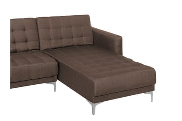 Hjørnesofa V med sovefunksjon + fotskammel ABERDEEN - Brun - Møbler - Sofaer - Sovesofaer - Hjørnesovesofa