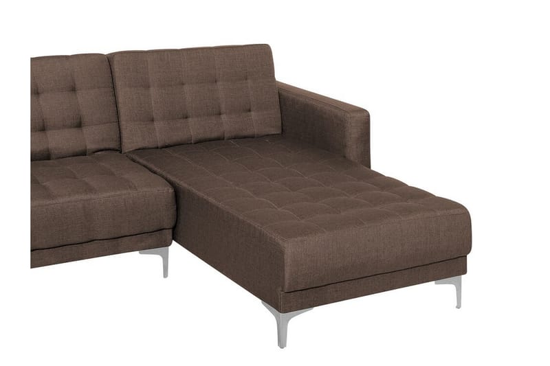 Hjørnesofa V med sovefunksjon + fotskammel ABERDEEN - Brun - Møbler - Sofaer - Sovesofaer - Hjørnesovesofa
