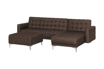 Hjørnesofa V med sovefunksjon + fotskammel ABERDEEN - Brun - Møbler - Sofaer - Sovesofaer - Hjørnesovesofa