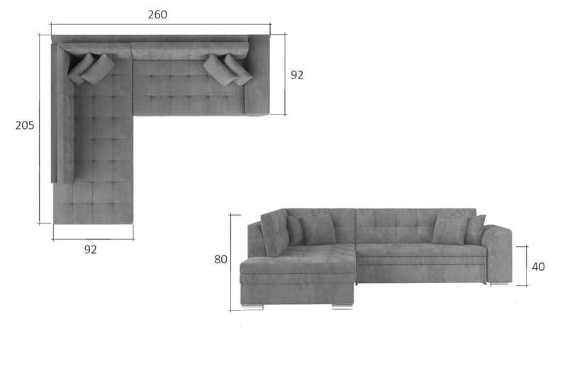 Hjørnesovesofa Fuentre - Blå - Hjørnesovesofa