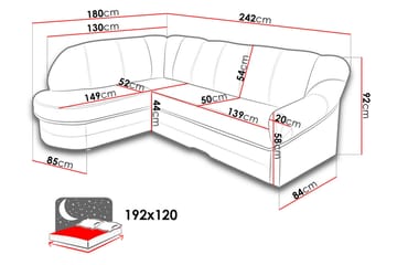 Hjørnesovesofa Kalandra 242x180x92 cm - Beige - Møbler - Sofaer - Sovesofaer - Hjørnesovesofa