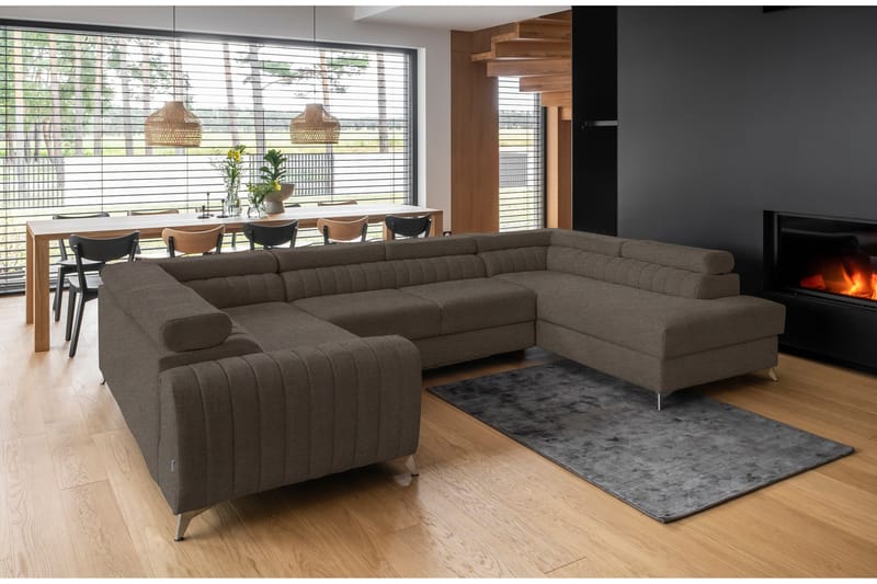 Hjørnesovesofa m. Sjeselong Satender - Brun - Møbler - Sofaer - Sovesofaer - Hjørnesovesofa