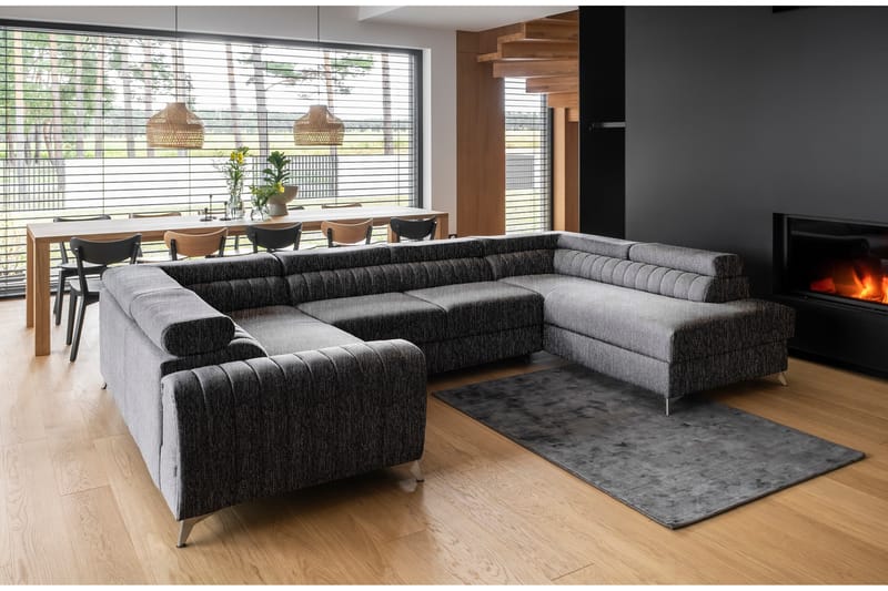 Hjørnesovesofa m. Sjeselong Satender - Grå - Møbler - Sofaer - Sovesofaer - Hjørnesovesofa