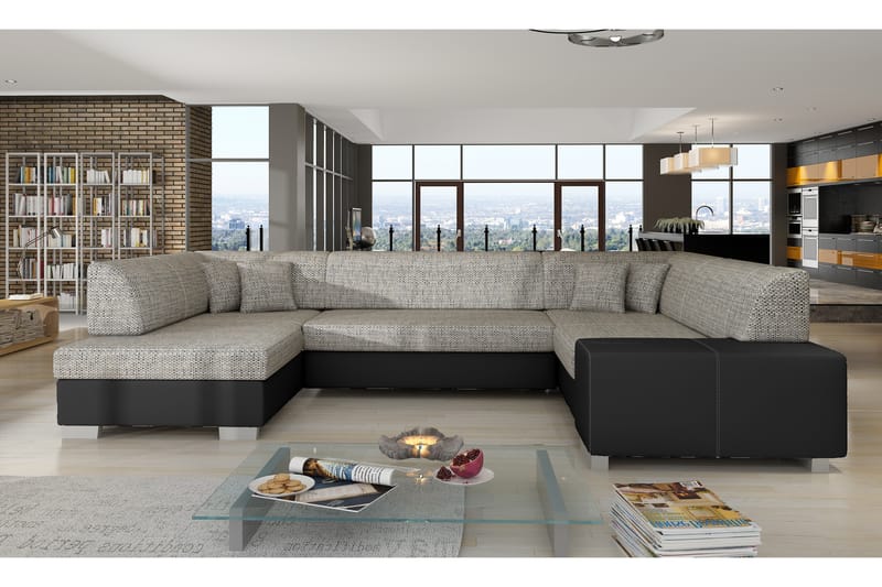 Hjørnesovesofa Mignon - Grå|Svart - Møbler - Sofaer - Sovesofaer - Hjørnesovesofa