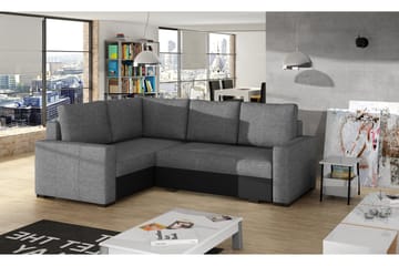 Irfan Hjørnesovesofa med Divan - Grå/Svart - Møbler - Sofaer - Sovesofaer - Hjørnesovesofa