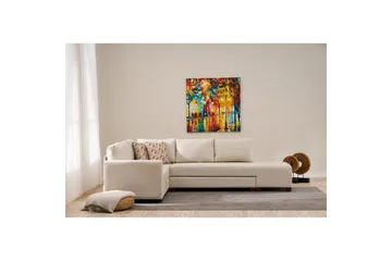 Hjørnesovesofa Iroulport Arzilla Høyre Krem - Krem - Møbler - Sofaer - Sovesofaer - Hjørnesovesofa