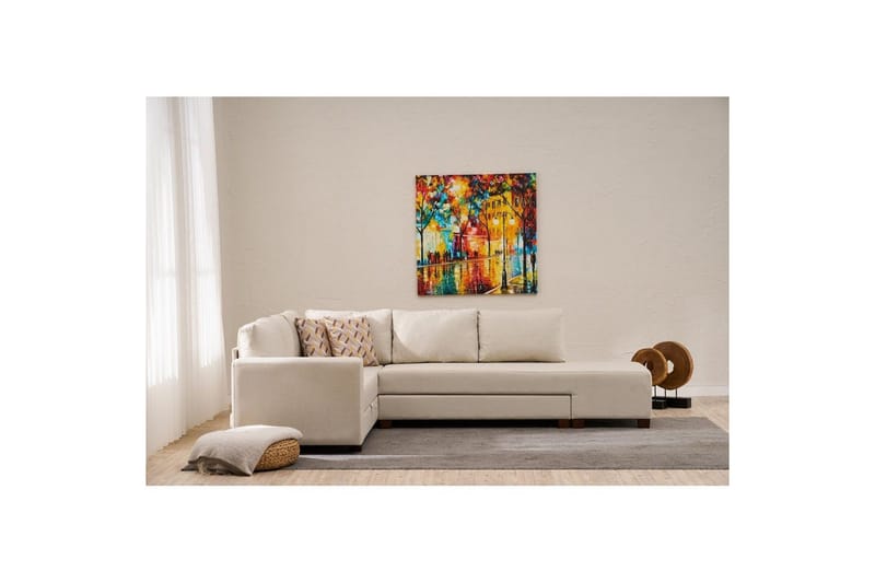 Hjørnesovesofa Iroulport Arzilla Høyre Krem - Krem - Møbler - Sofaer - Sovesofaer - Hjørnesovesofa