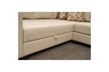 Hjørnesovesofa Iroulport Arzilla Høyre Krem - Krem - Møbler - Sofaer - Sovesofaer - Hjørnesovesofa