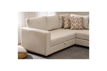 Hjørnesovesofa Iroulport Arzilla Høyre Krem - Krem - Møbler - Sofaer - Sovesofaer - Hjørnesovesofa