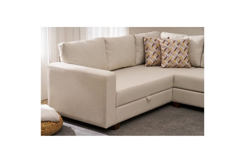 Hjørnesovesofa Iroulport Arzilla Høyre Krem - Krem - Møbler - Sofaer - Sovesofaer - Hjørnesovesofa