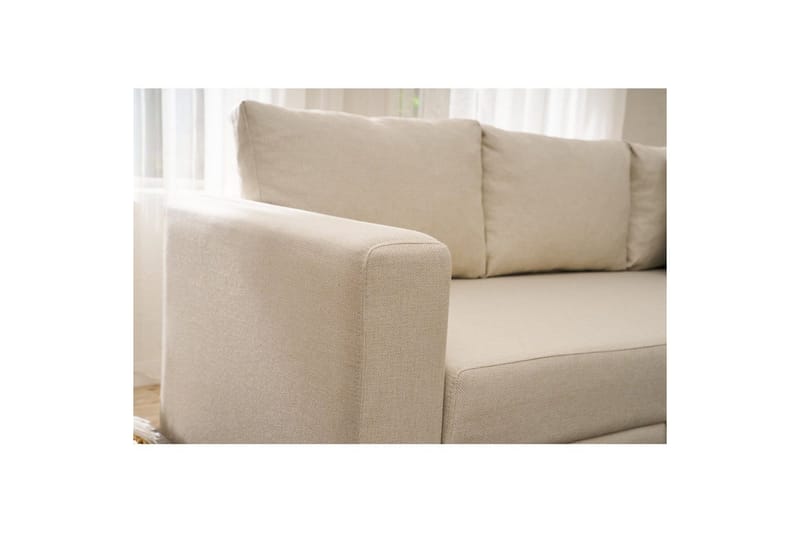 Hjørnesovesofa Iroulport Arzilla Høyre Krem - Krem - Møbler - Sofaer - Sovesofaer - Hjørnesovesofa