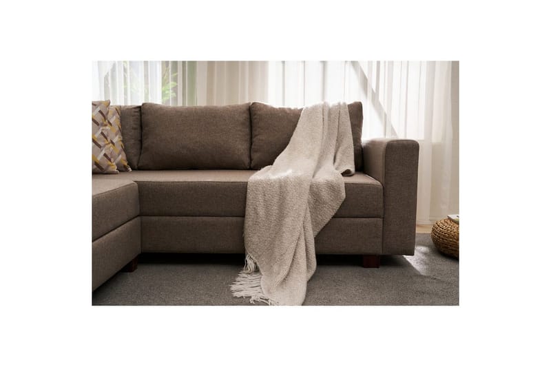 Hjørnesovesofa Iroulport Arzilla Venstre Brun - Brun - Møbler - Sofaer - Sovesofaer - Hjørnesovesofa