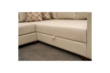 Hjørnesovesofa Iroulport Arzilla Venstre Krem - Krem - Møbler - Sofaer - Sovesofaer - Hjørnesovesofa