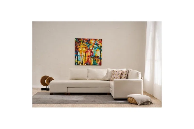 Hjørnesovesofa Iroulport Arzilla Venstre Krem - Krem - Møbler - Sofaer - Sovesofaer - Hjørnesovesofa