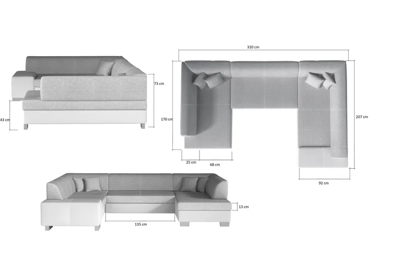 Jamaal Hjørnesovesofa - Grå/Svart - Møbler - Sofaer - Sovesofaer - Hjørnesovesofa
