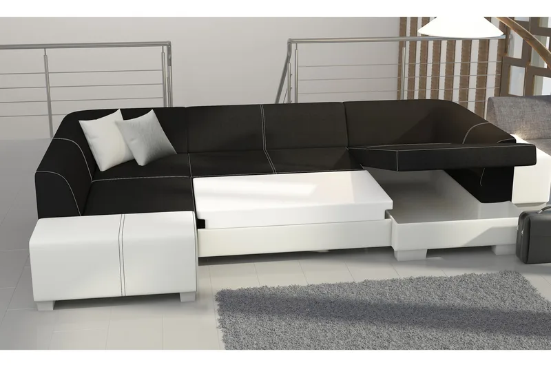 Jamaal Hjørnesovesofa - Grå/Svart - Møbler - Sofaer - Sovesofaer - Hjørnesovesofa