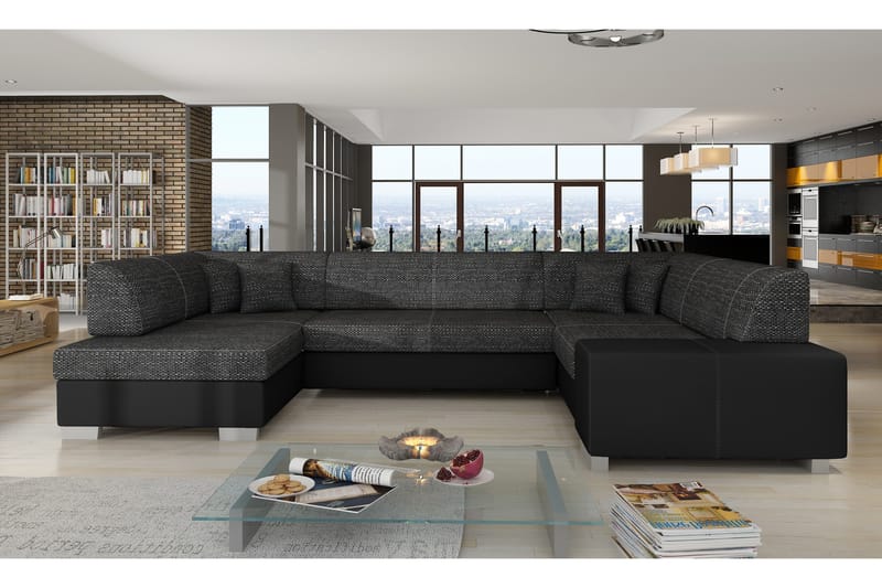 Jamaal Hjørnesovesofa - Grå/Svart - Møbler - Sofaer - Sovesofaer - Hjørnesovesofa
