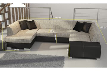 Jamaal Hjørnesovesofa - Grå/Svart - Møbler - Sofaer - Sovesofaer - Hjørnesovesofa