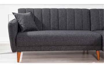 Jenick 3-seter Høyre L-formet Hjørnesovesofa i Stoff - Antrasitt - Møbler - Sofaer - Sovesofaer - Sovesofa divan