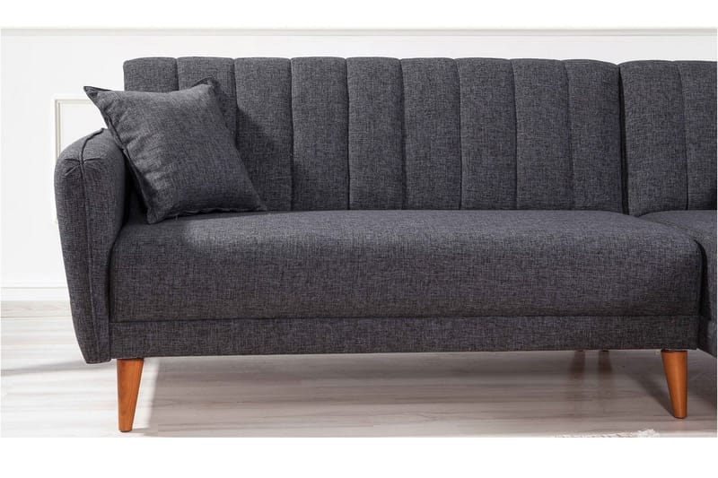 Jenick 3-seter Høyre L-formet Hjørnesovesofa i Stoff - Antrasitt - Møbler - Sofaer - Sovesofaer - Sovesofa divan