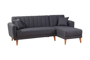 Jenick 3-seter Høyre L-formet Hjørnesovesofa i Stoff - Antrasitt - Møbler - Sofaer - Sovesofaer - Sovesofa divan
