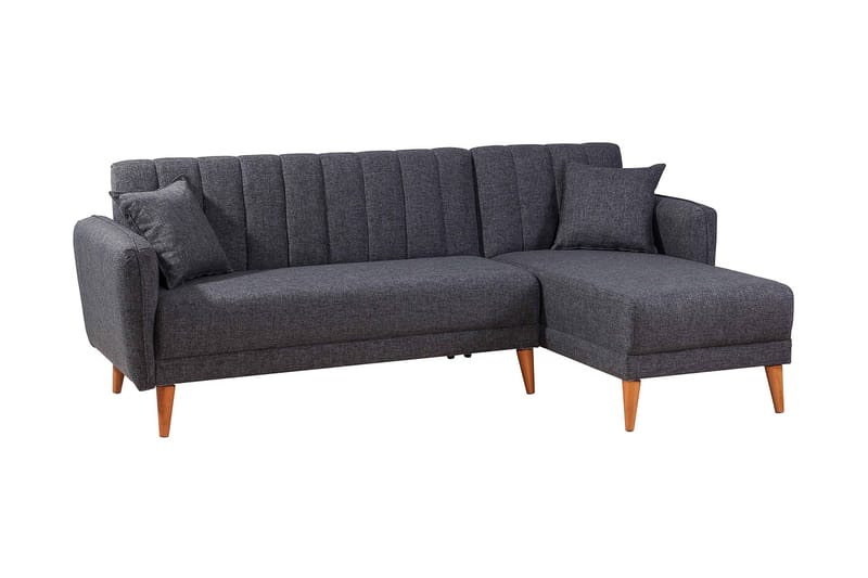 Jenick 3-seter Høyre L-formet Hjørnesovesofa i Stoff - Antrasitt - Møbler - Sofaer - Sovesofaer - Sovesofa divan