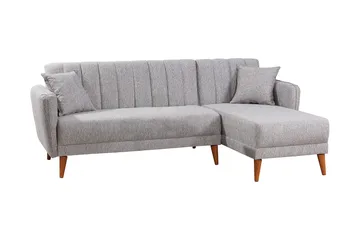 Jenick 3-seter Høyre L-formet Hjørnesovesofa i Stoff - Grå - Møbler - Sofaer - Sovesofaer - Sovesofa divan
