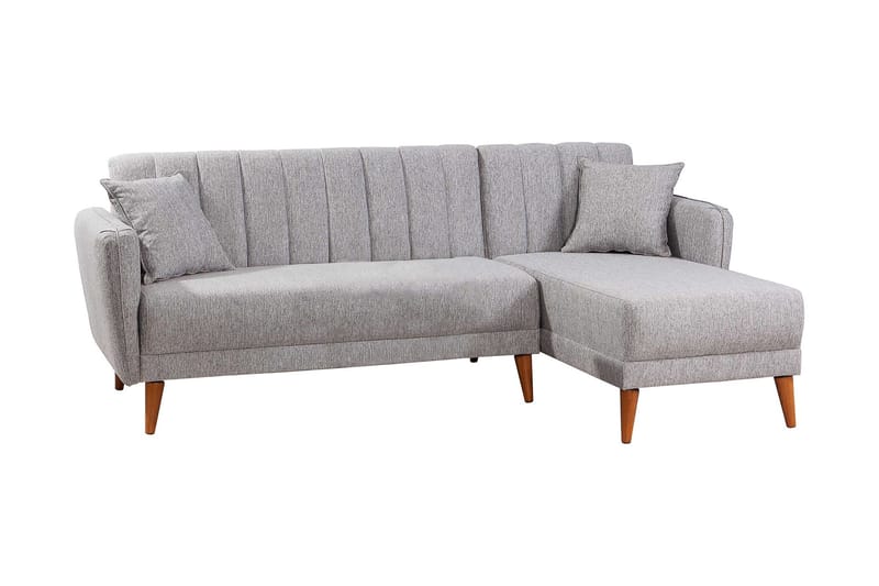 Jenick 3-seter Høyre L-formet Hjørnesovesofa i Stoff - Grå - Møbler - Sofaer - Sovesofaer - Sovesofa divan