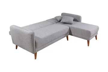 Jenick 3-seter Høyre L-formet Hjørnesovesofa i Stoff - Grå - Møbler - Sofaer - Sovesofaer - Sovesofa divan