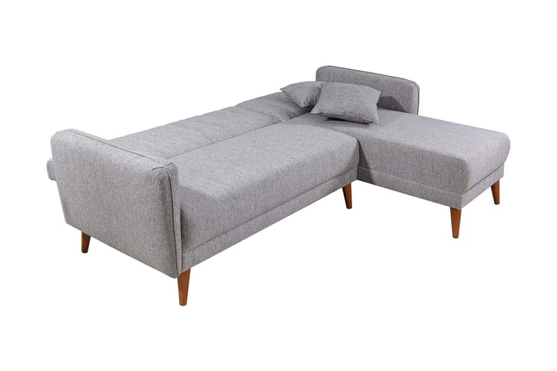 Jenick 3-seter Høyre L-formet Hjørnesovesofa i Stoff - Grå - Møbler - Sofaer - Sovesofaer - Sovesofa divan