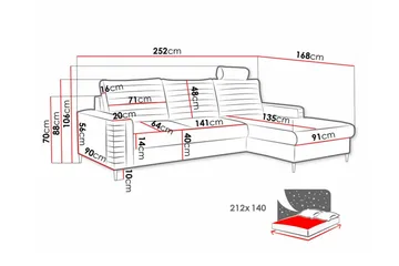 Kintore 3-seters hjørnesovesofa - Møbler - Sofaer - Sovesofaer - Hjørnesovesofa
