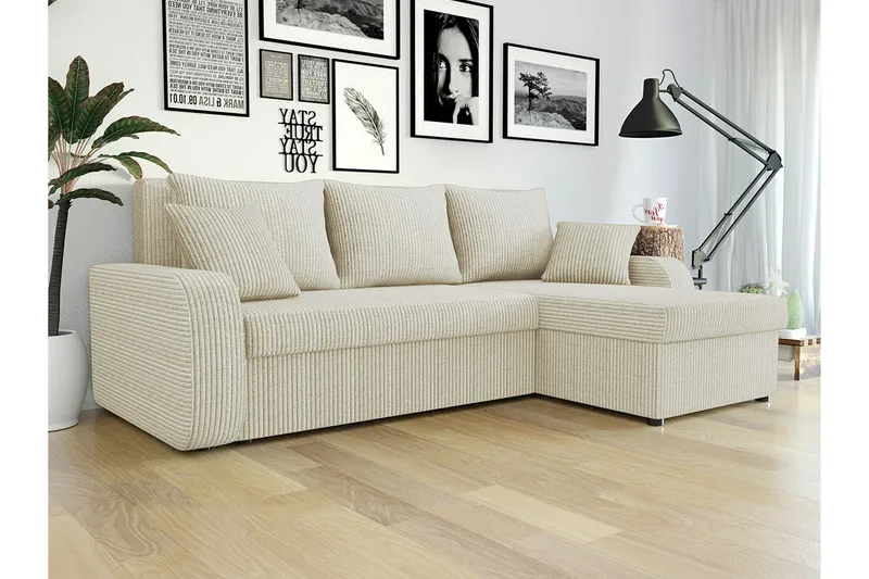 Kintore 3-sits Hörnbäddsoffa Beige/Light beige - Møbler - Sofaer - Sovesofaer - Sovesofa divan