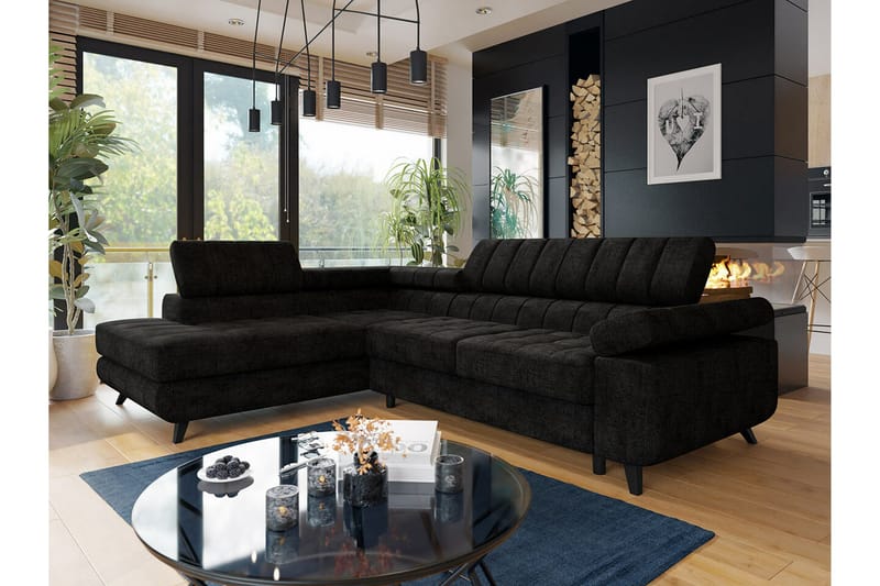Kintore 3-sits Hörnbäddsoffa Black - Møbler - Sofaer - Sovesofaer - Hjørnesovesofa