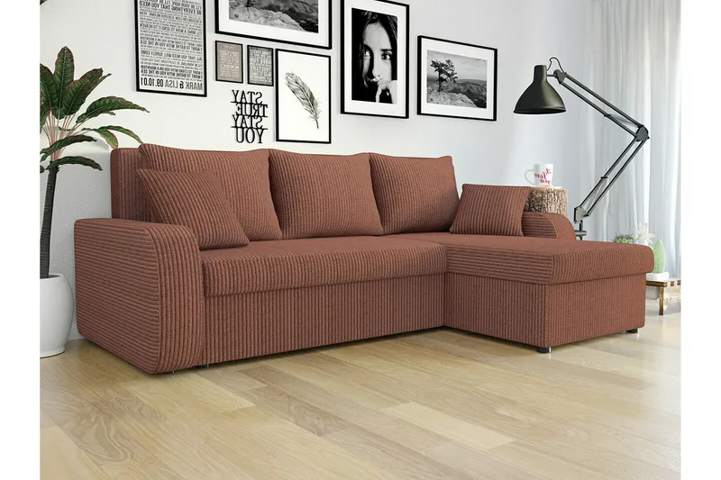 Kintore 3-sits Hörnbäddsoffa Brown - Møbler - Sofaer - Sovesofaer - Sovesofa divan