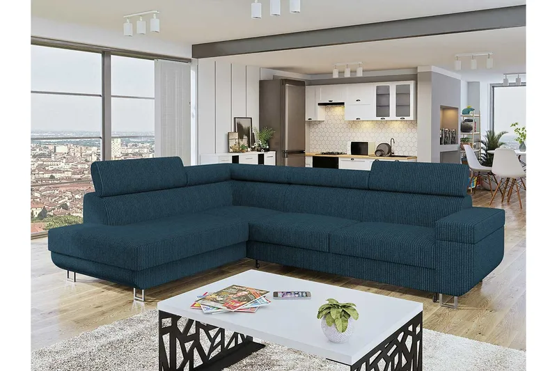 Kintore 3-sits Hörnbäddsoffa Dark blue - Møbler - Sofaer - Sovesofaer - Hjørnesovesofa