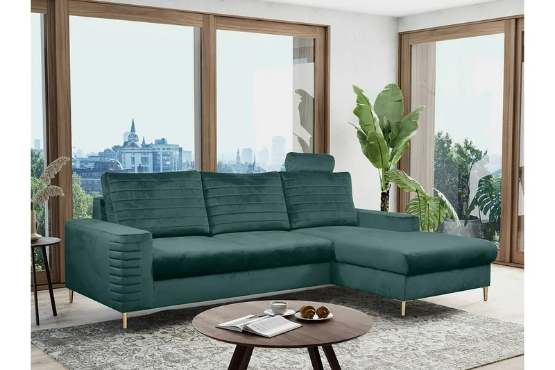Kintore 3-sits Hörnbäddsoffa Dark green - Møbler - Sofaer - Sovesofaer - Hjørnesovesofa