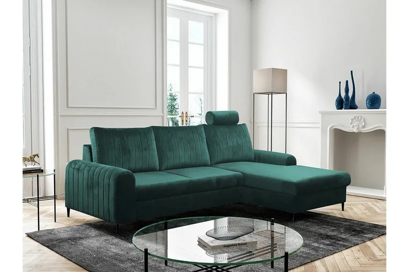 Kintore 3-sits Hörnbäddsoffa Dark green - Møbler - Sofaer - Sovesofaer - Sovesofa divan