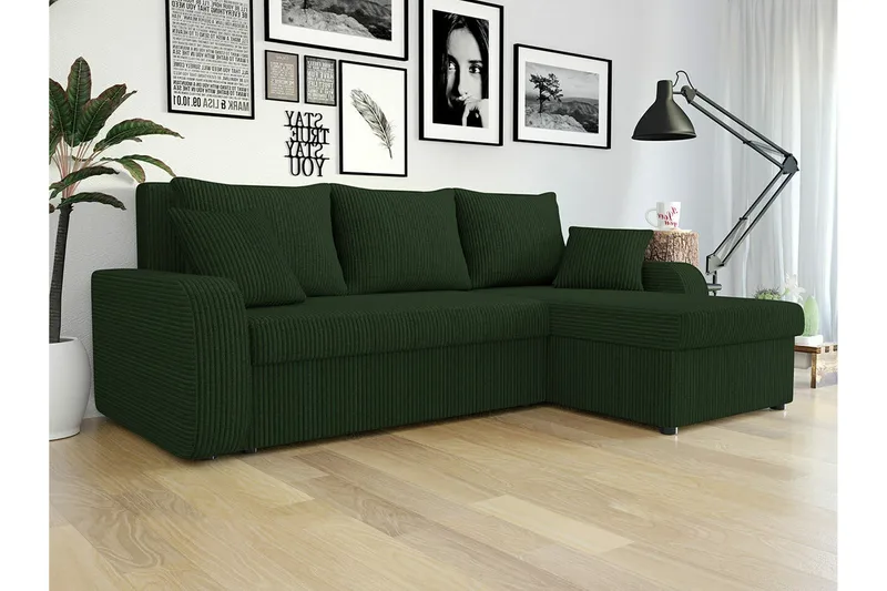 Kintore 3-sits Hörnbäddsoffa Dark green - Møbler - Sofaer - Sovesofaer - Sovesofa divan