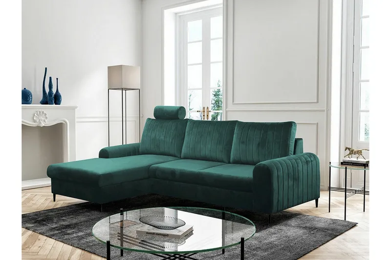 Kintore 3-sits Hörnbäddsoffa Dark green - Møbler - Sofaer - Sovesofaer - Sovesofa divan