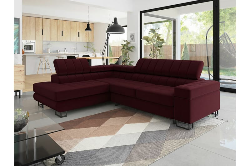 Kintore 3-sits Hörnbäddsoffa Dark red - Møbler - Sofaer - Sovesofaer - Hjørnesovesofa